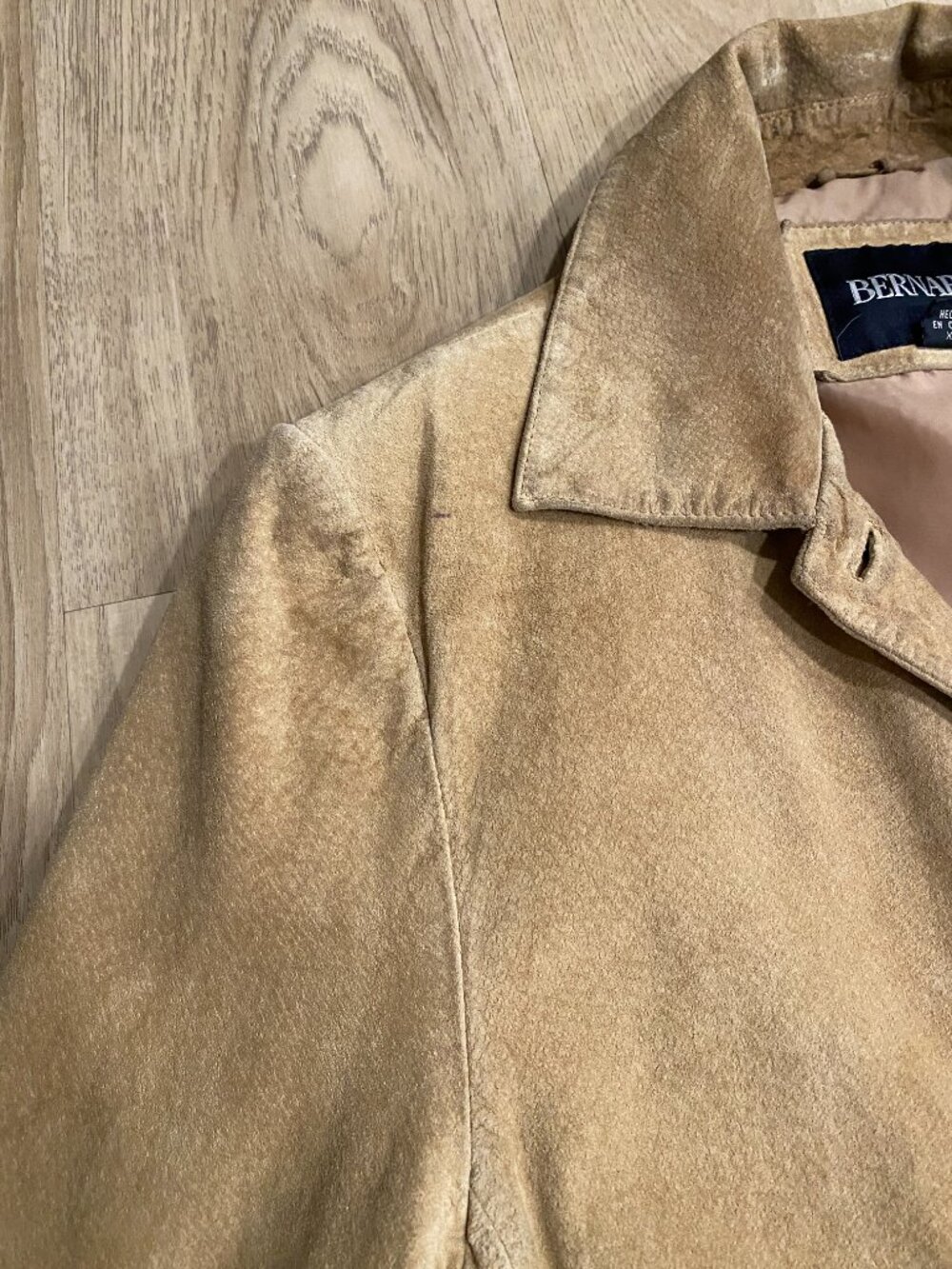 Bernardo Genuine Leather Suede Jacket XL Camel Tan Distressed Vintage - Picture 7 of 16